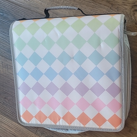 Case It 3" Trapper Keeper, Retro, Diamonds, Colorful, Grey, Zipper, School - Picture 2 of 11